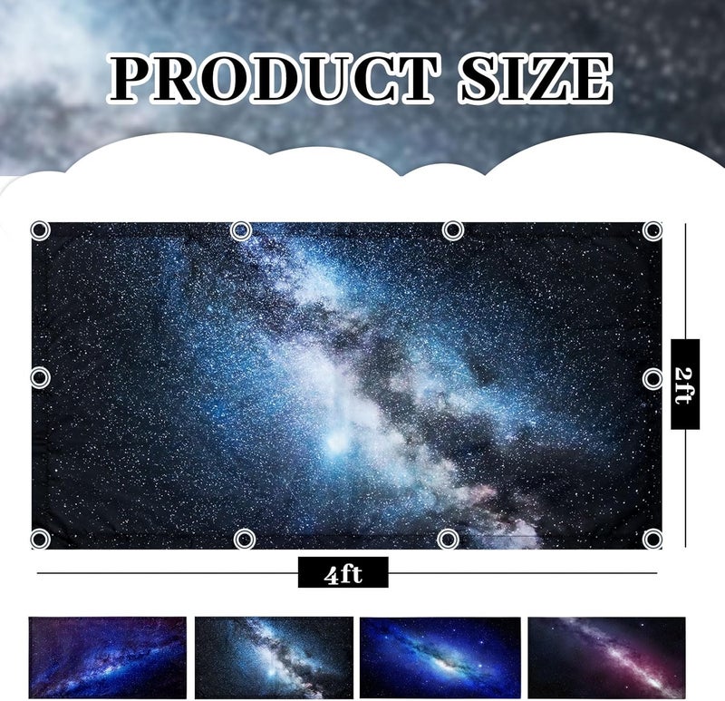 ROCEEI Pack of 4 Fluorescent Light Covers for Ceiling Lights, 4 x 2 Ft, Magnetic Light Covers for Classroom Office Home School Ceiling Decor(Galaxy) - Image 2